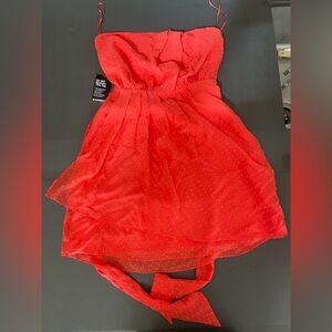 Express Coral Strapless Dress